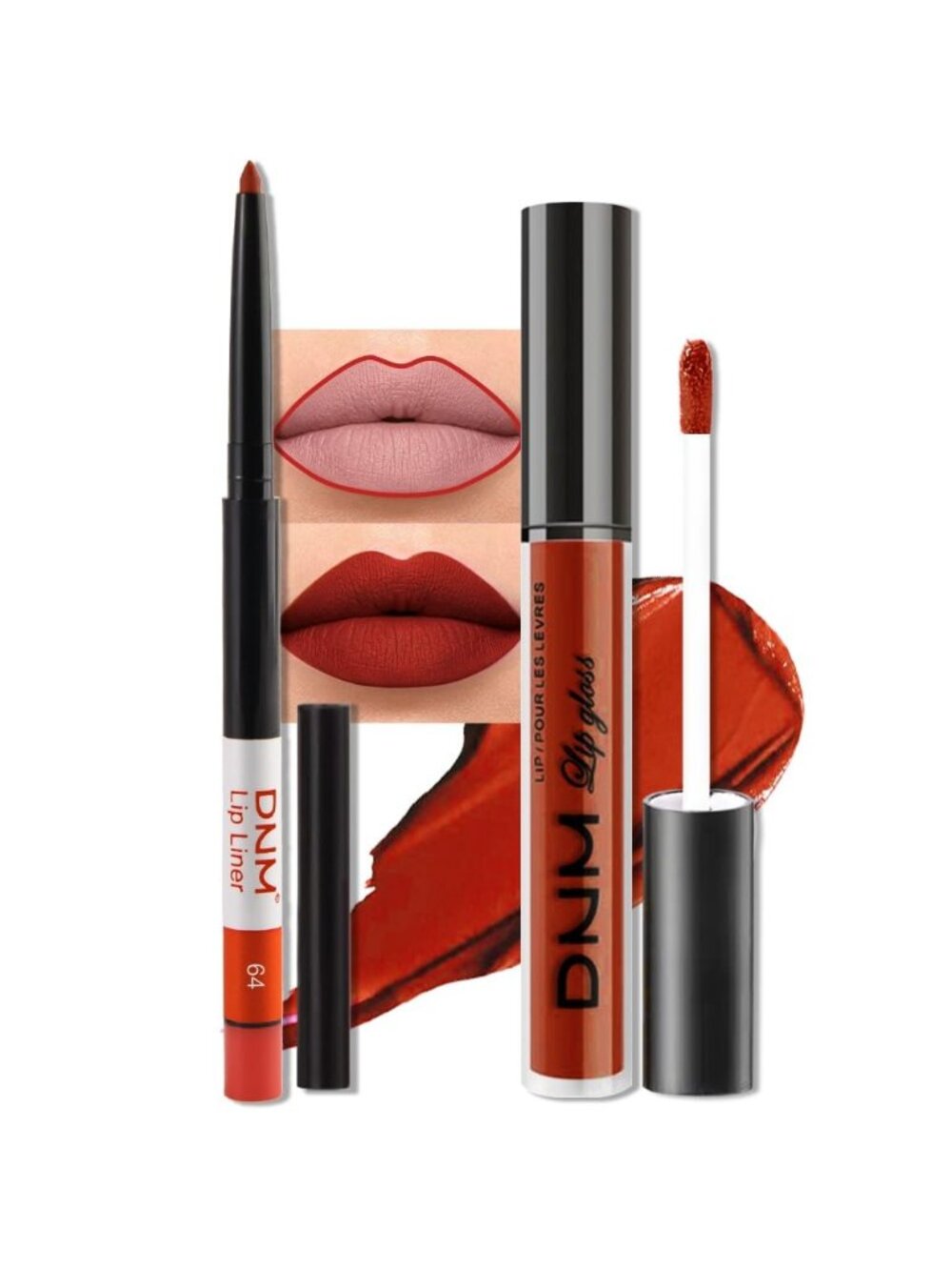 DNM 59# Fuchsia Red 2Pcs 24H Long-Lasting Matte Liquid Lipstick and Lip Liner